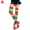 Wholesale colorful Socks Striped Women Socks Thigh High Rainbow Socks